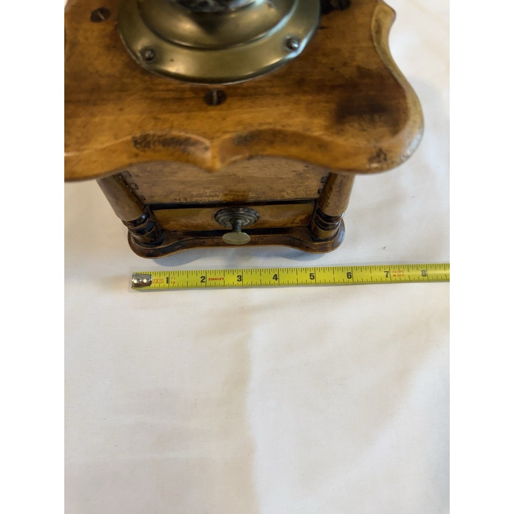 VTG Wood Dovetail Corners Coffee Grinder Hand Crank Mill Farmhouse Kitchen Decor - Picture 12 of 13